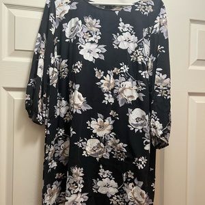 Old Navy black floral dress with sleeves